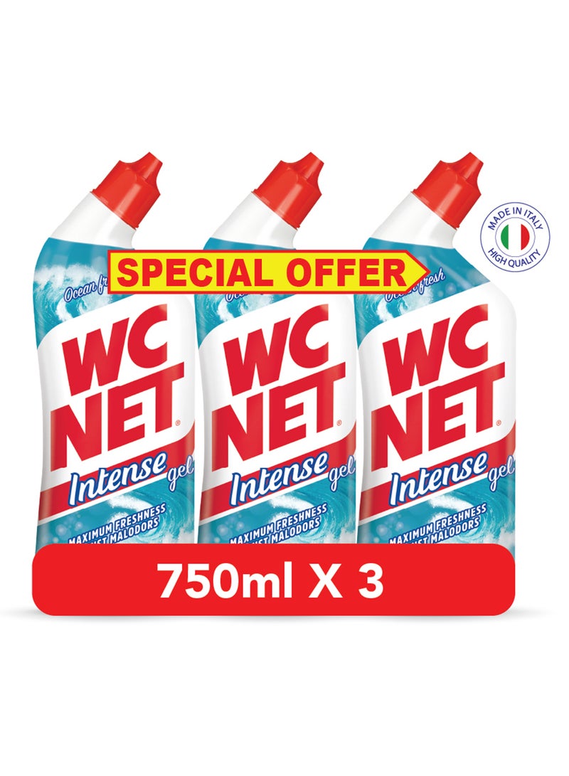 منظف مرحاض WC Net جل مكثف برائحة المحيط 750 مل × 3 - عرض خاص